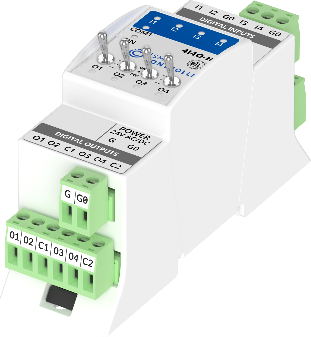 iSMA-B-4I4O-H 4 digital inputs and 4 digital outputs RS485 serial I/O module