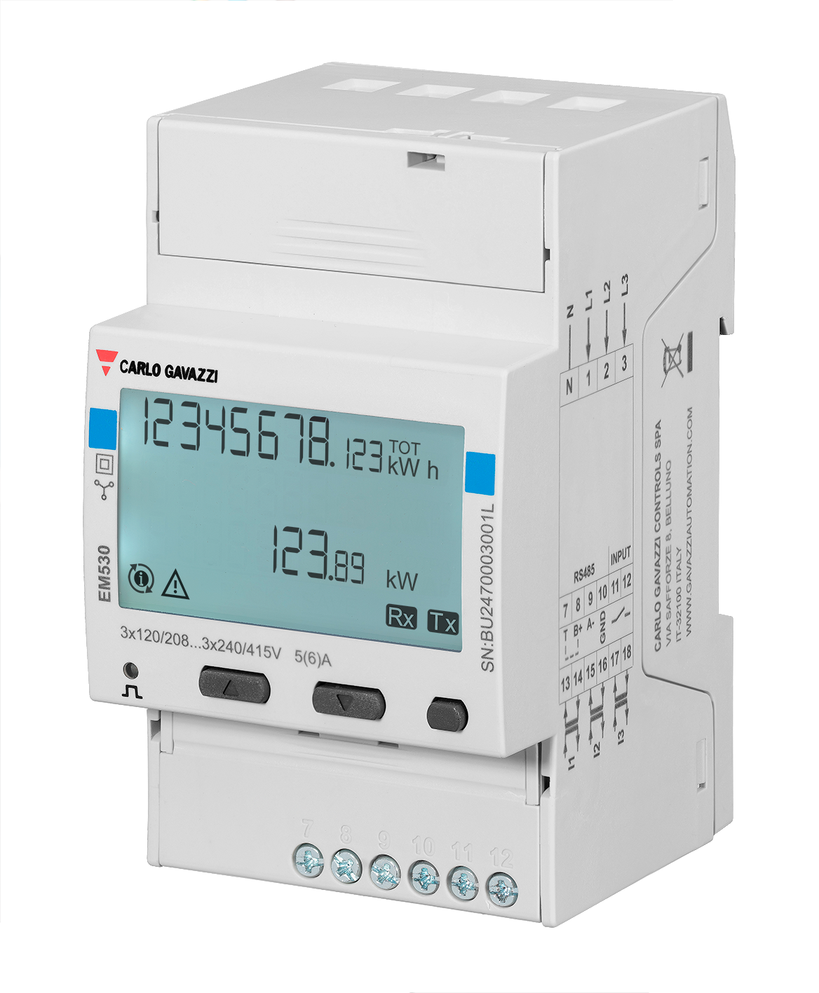 Carlo Gavazzi EM530 Three Phase CT MID Energy Meter Static Output product image