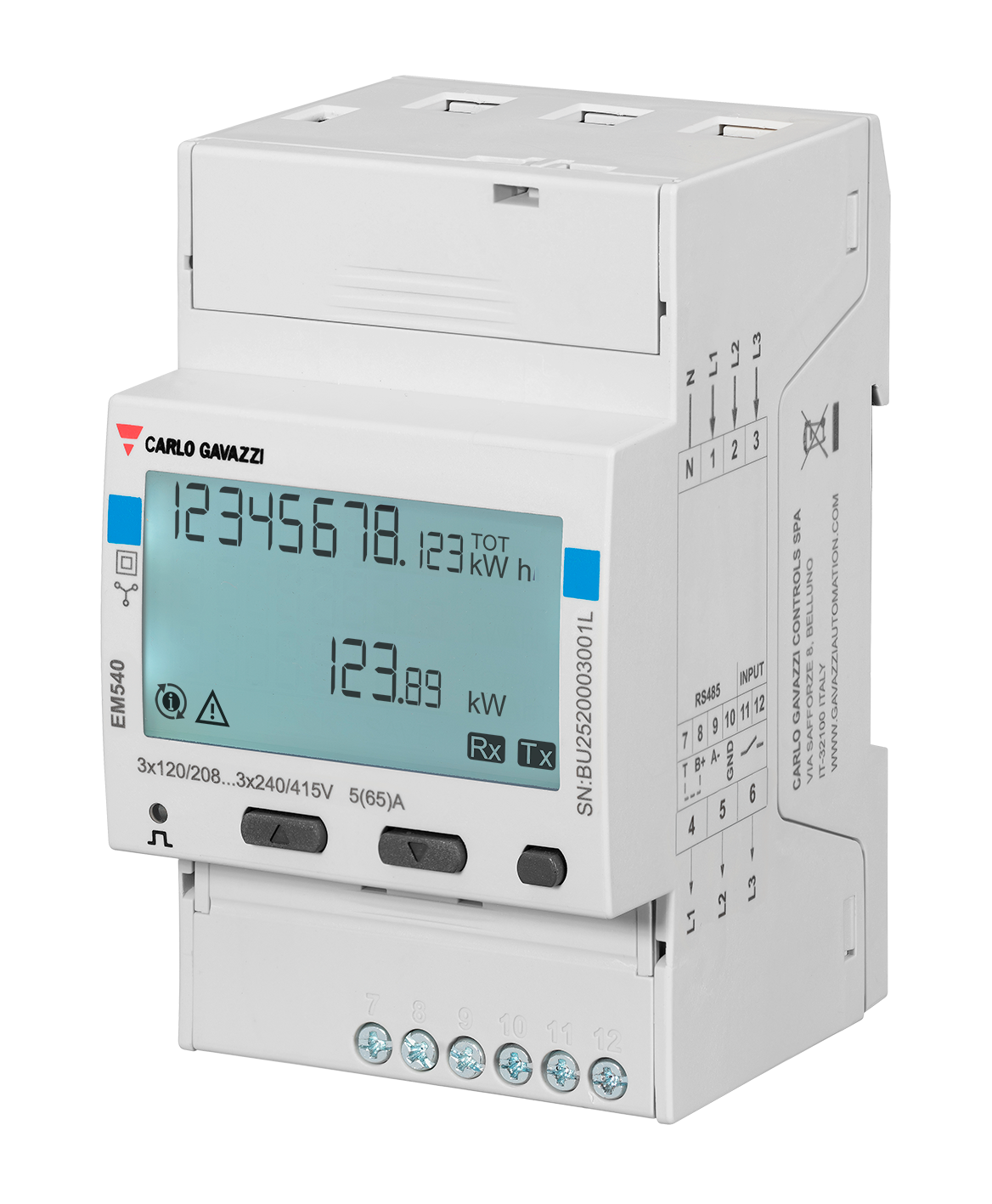 Carlo Gavazzi EM540 Three Phase 65A MID Modbus Energy Meter product image